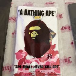 BAPE shirt white pink with hearts (size XL)