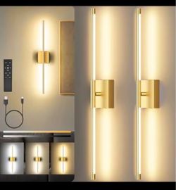 Modern LED Wall Sconces Gold Set of 2