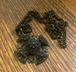 Jerusalem Cross stamped Jerusalem 1000, 19 inch chain