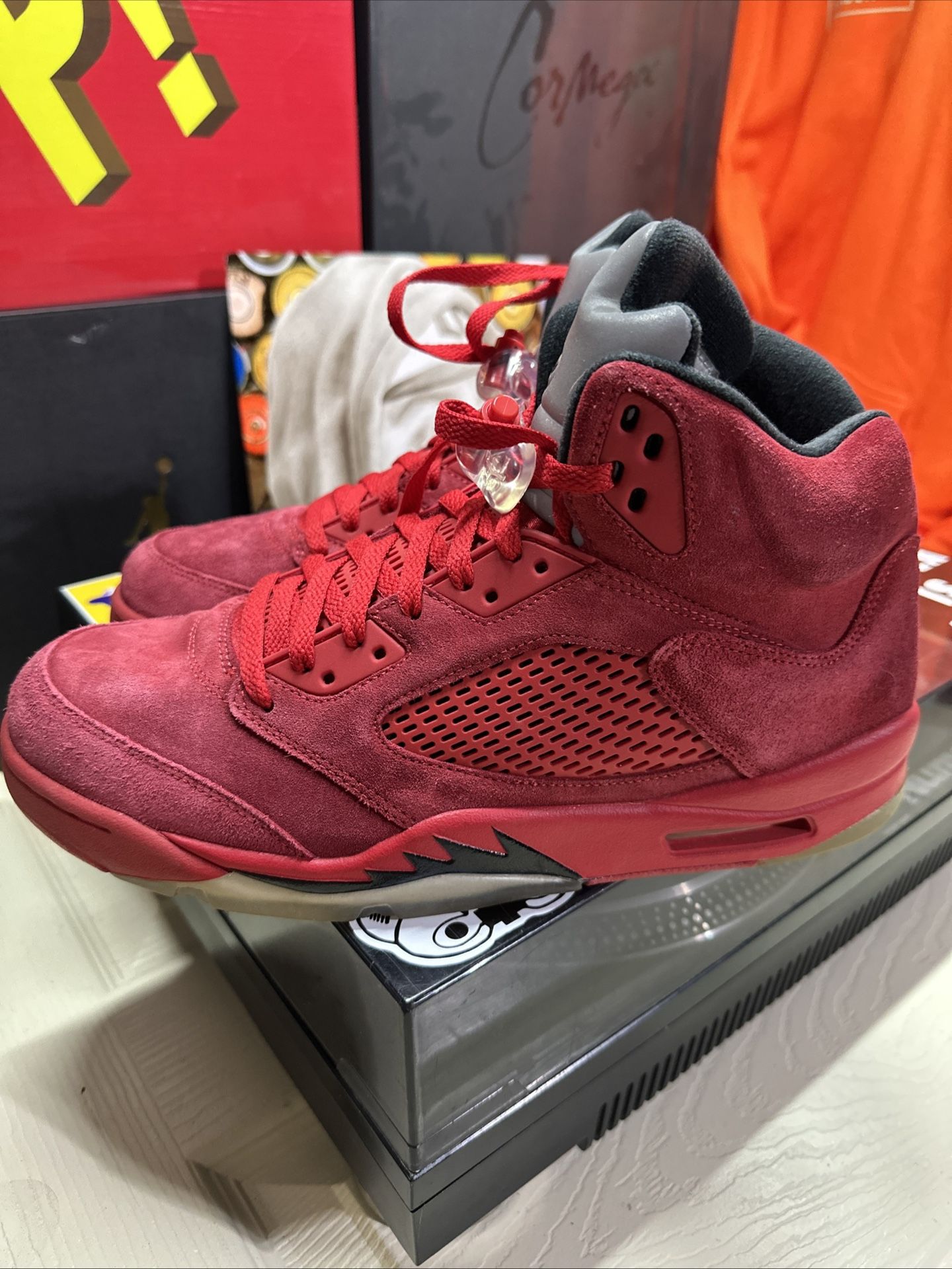 Used Jordan 5 Red Suede Size 12