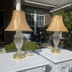 Royal Lead Christal Vintage Glass Lamp Regular Size Set 