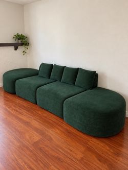 Dark Green Boneless Modular Cloud Sofa – Approx. 132” Wide