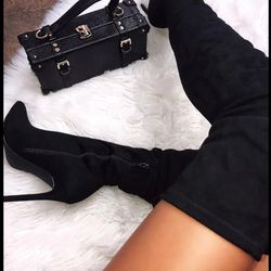 Vicky Over The Knee Boot - Black