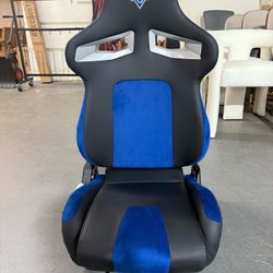 Universal PVC Bucket Racing Seat, Reclinable Sport Simulator Seat with Adjustable Locking Slide, PU Leather for Racing Cockpits & Driving Simulators (