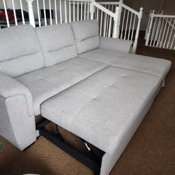 Gray 2 Piece Left Arm Facing Sectional with Pop Up Sleeper