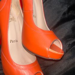 Well Made Italian Leather High Heals• Coral Orange• 
