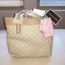 New nine west handbag mushroom Logo Multi With 3 Compartments & Bonus Pink Wallet Accessory