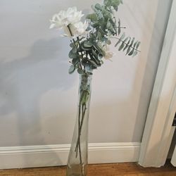 Glass Vase with faux flowers