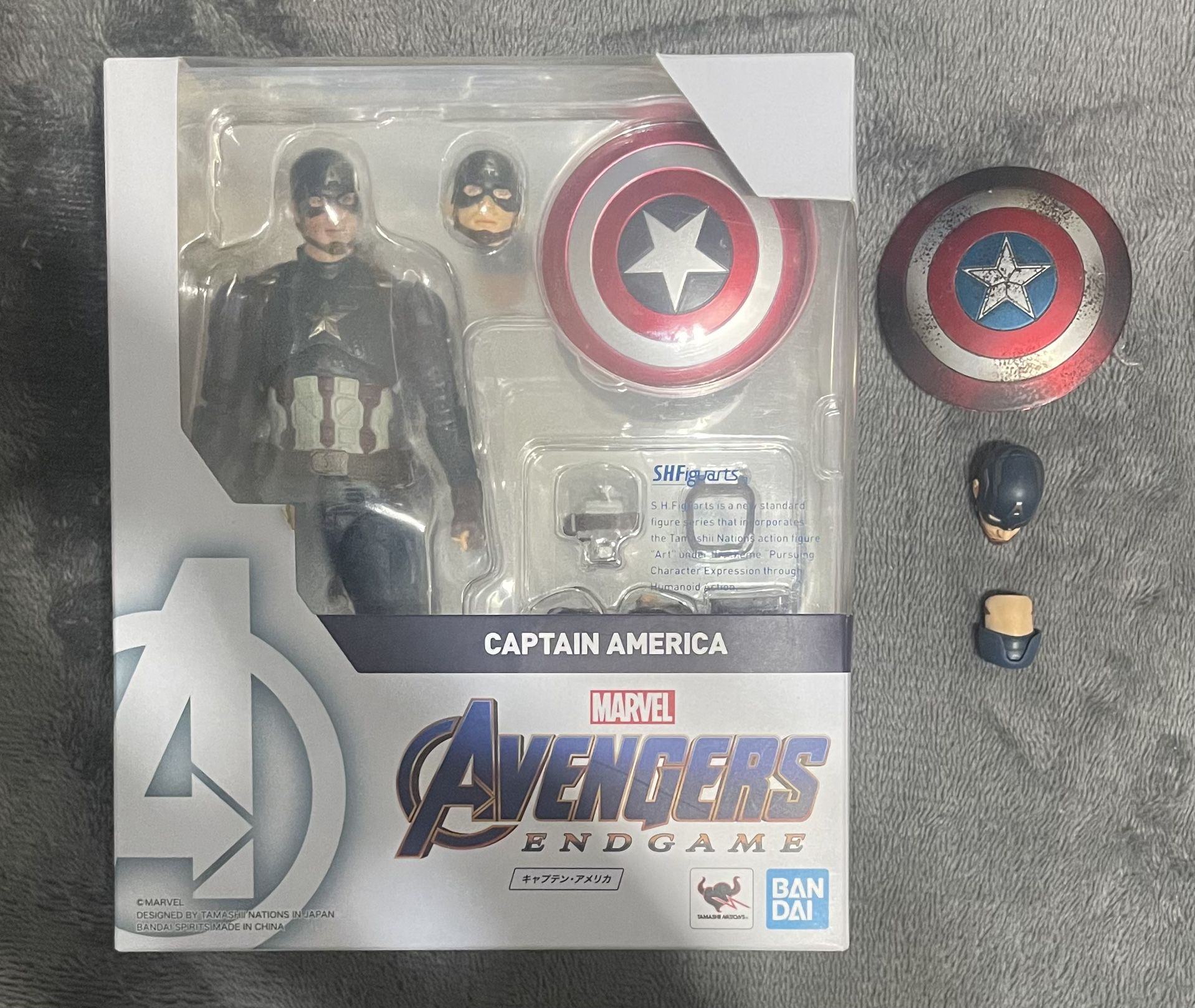SH Figuarts Avengers Endgame: Captain America/Manniple Studio Head & Shield Accessory 