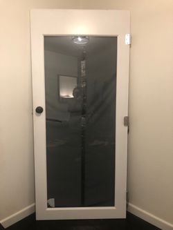Door slab with glass inlay