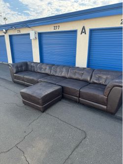 Large Modular Sectional Leather Sofa
