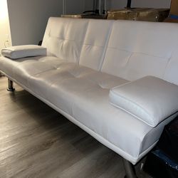 White Leather Couch 