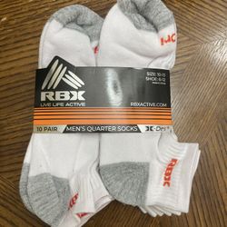 NWT RBX Men’s Quarter Socks 10 Pairs