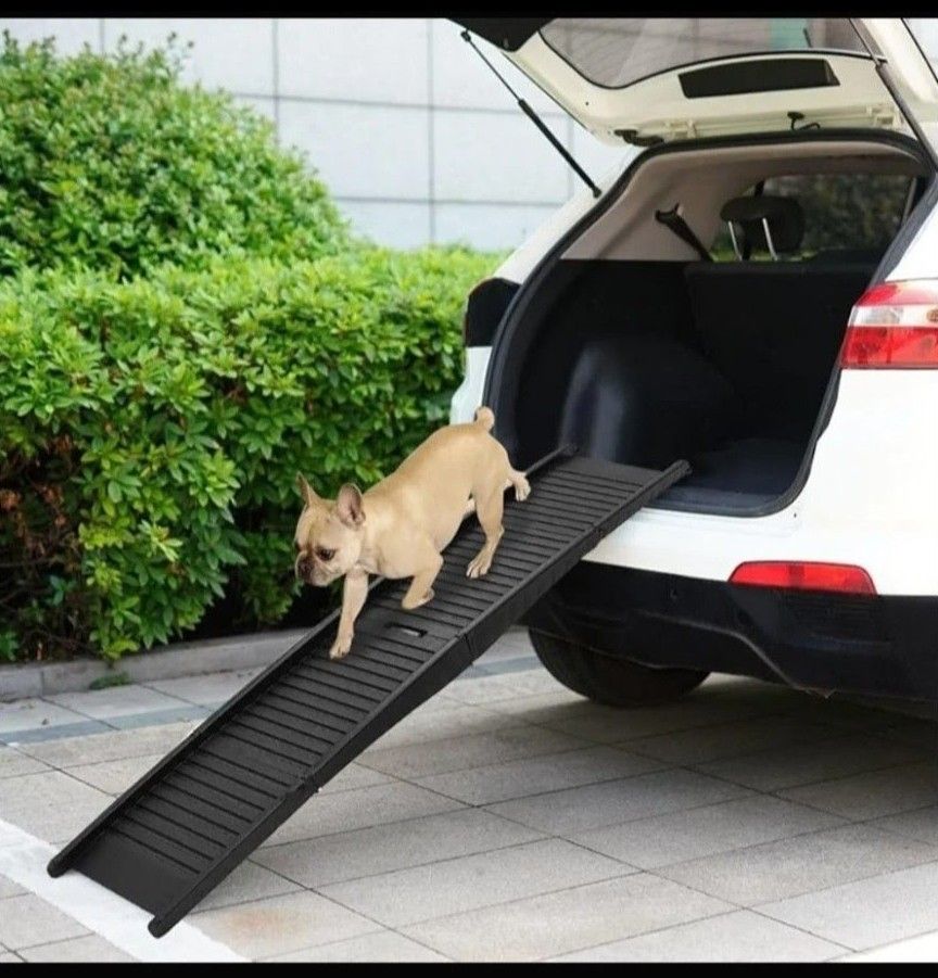 folding black plastic pet ramp 60.2" x 15.7" x 4.9" $36 FIRM
