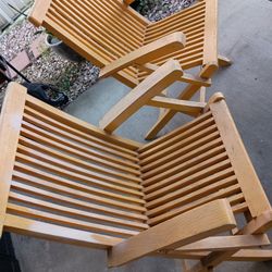 Pair Of Folding Yellow Wooden Chairs/ PENDING