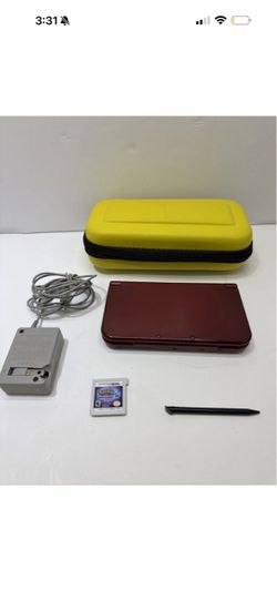 Nintendo New 3DS XL Metallic Red Working W/case,game,case,adp. Perfect Condition