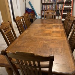 Large Family Wood Table With 8 Chairs