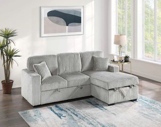 Sleeper Sofa W/Fold-Down Table & Chaise Storage