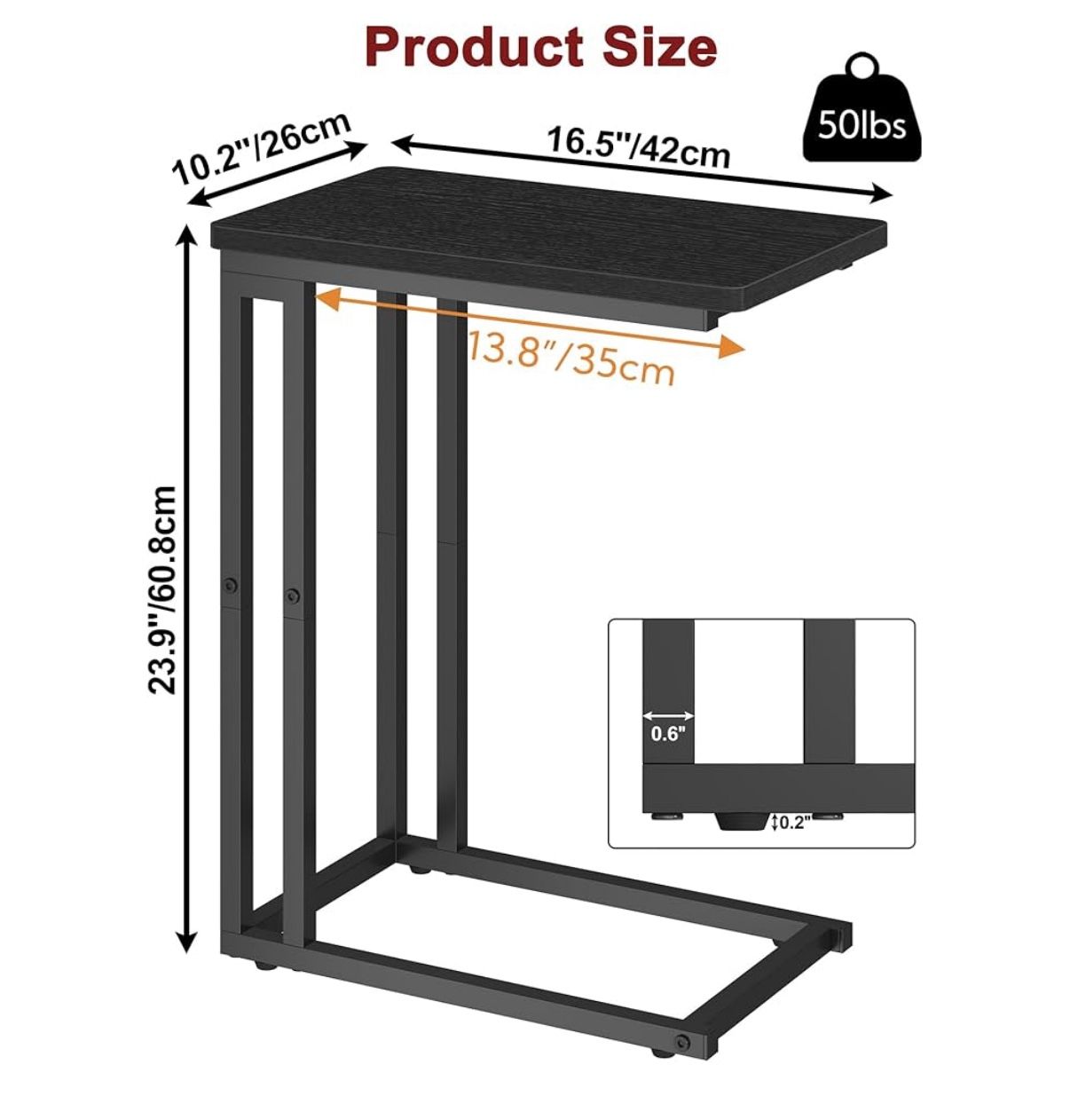 Amazon “C” Shaped Nightstand In White 