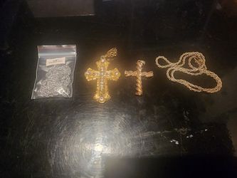 Gold Plated And Stainless Steel Cross Necklaces 