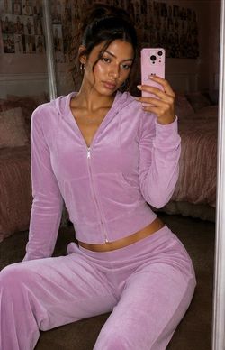 Size S Juicy Couture Velour Tracksuit Smoky Grape Purple set hoodie sweatpants