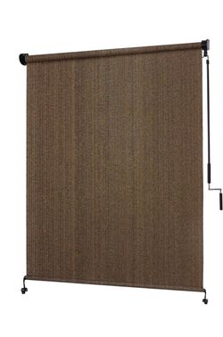 Coolaroo 6'(W) x8'(H) Mocha Outdoor Roller Shade - Cordless Exterior Roll Up Sun Shade for Patio, Pergola, Front Porch, Gazebo - Outdoor Blinds Screen