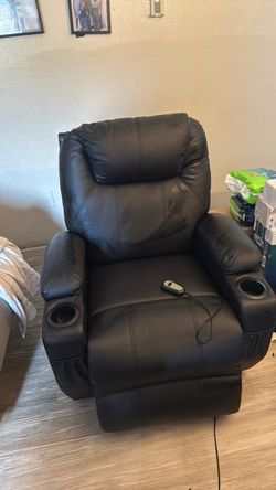 Black leather electric couch