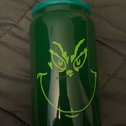 Grinch Christmas cup glass