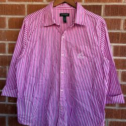 Lauren Ralph Lauren Women’s Pink Striped Button-Up Shirt