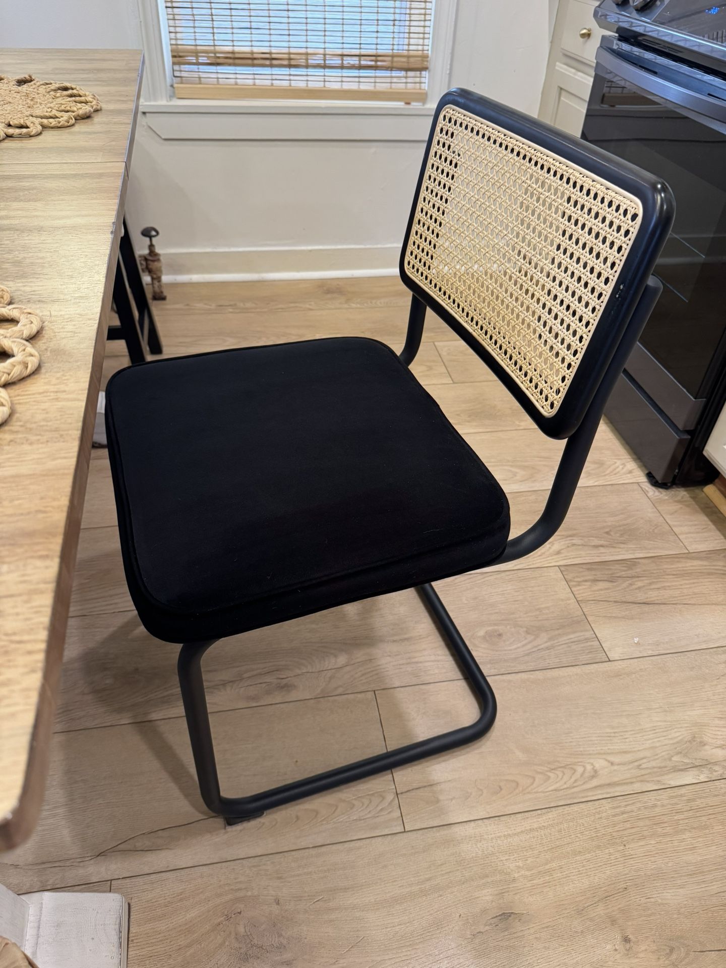 Set of 4 Cane + Black Velvet Dining Chairs – Cesca Style $180 OBO