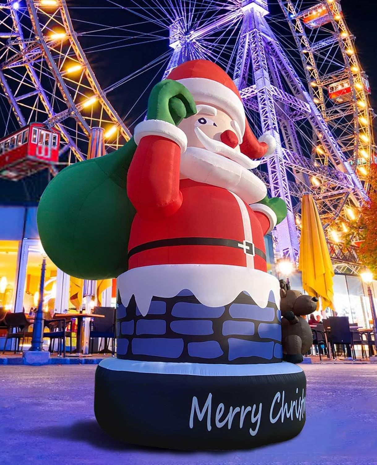 Giant Santa Inflatable 26FT Santa Claus with UL Blower for Christmas Outdoor Decoration in Chimney with Reindeer 