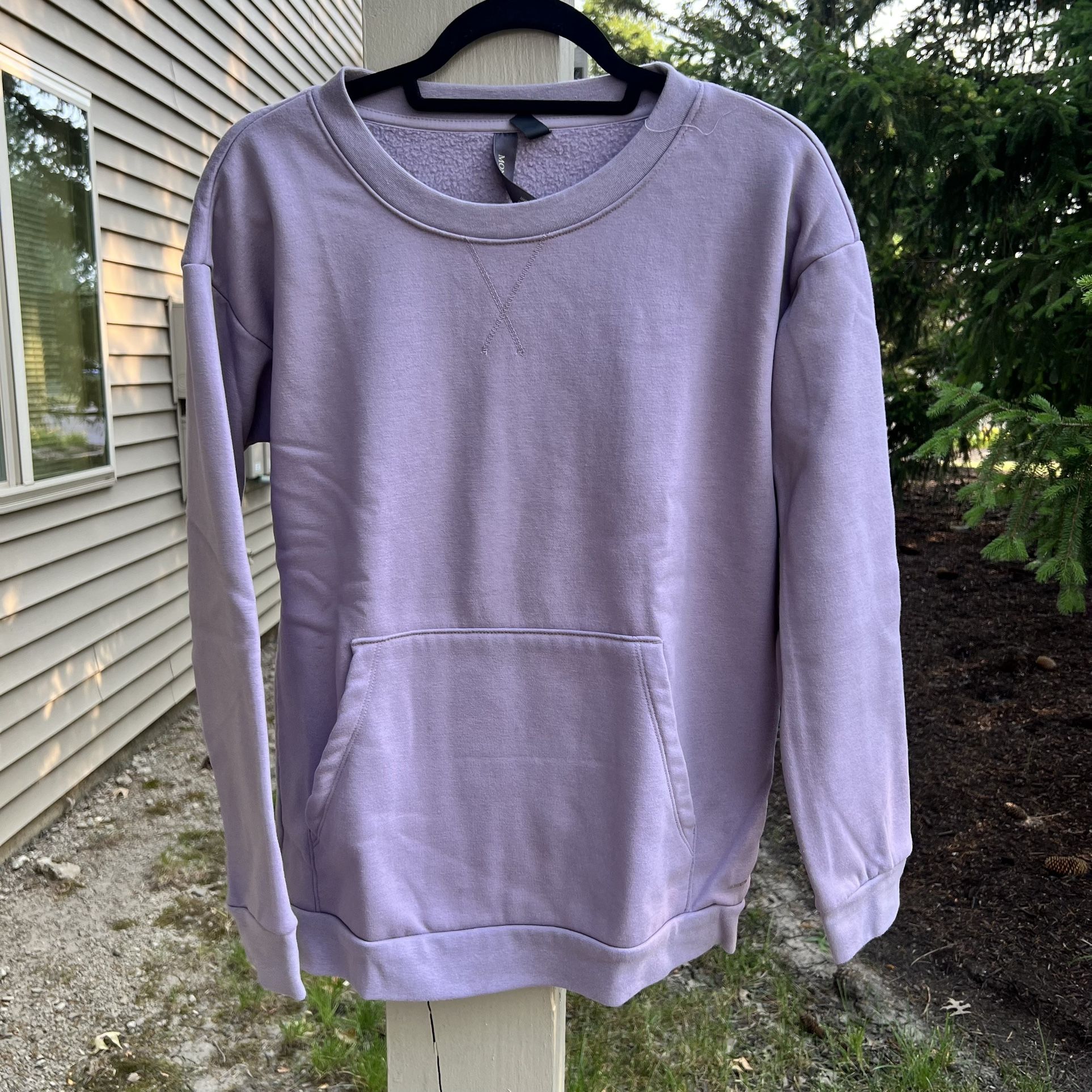 Mondetta Ladies Knit Fleece Crewneck w/ Kangaroo Pocket