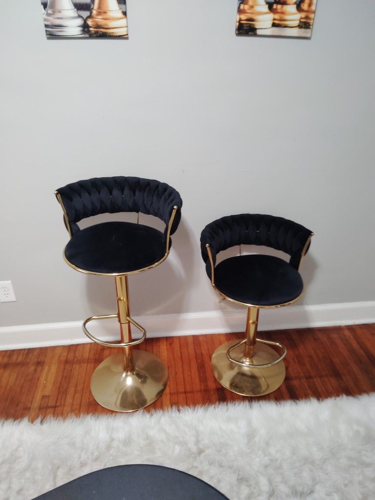 Black velvet Gold Steel Bar stools