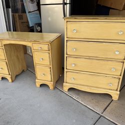 Vintage Refinished Desk & Dresser