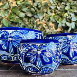 Set of 3 Talavera Bowl Pot Planters