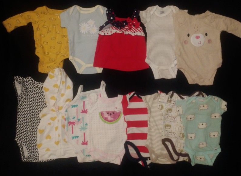 0–6 Months Baby Clothes Bundle – 14 Pieces, Cute & Mixed Styles

