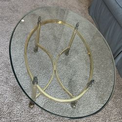 Three Beveled Glass, End Tables And Coffee Table Excellent Condition