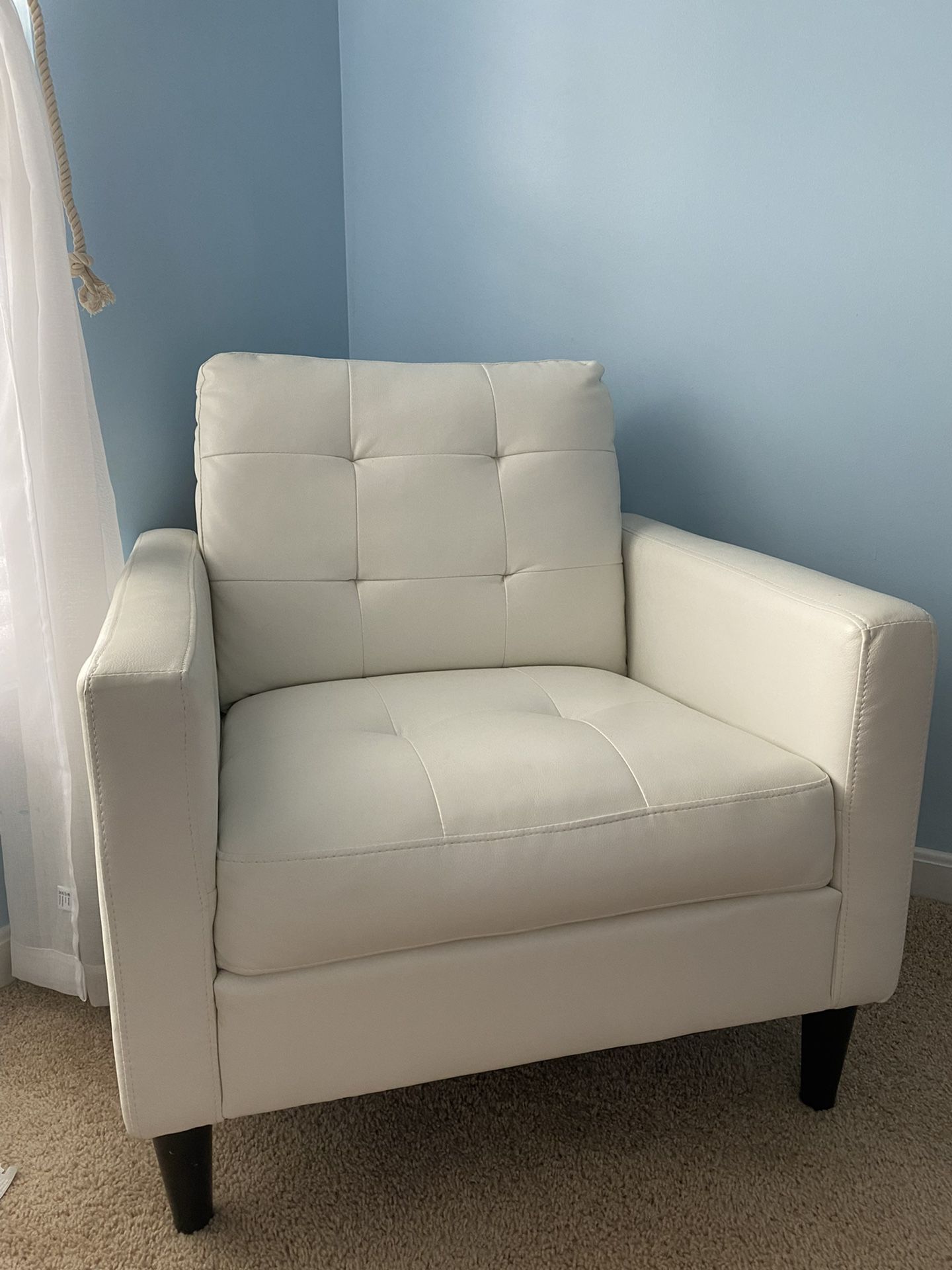 White Leather Look Accent Chair