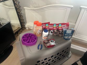 Dog kennel, and goodies