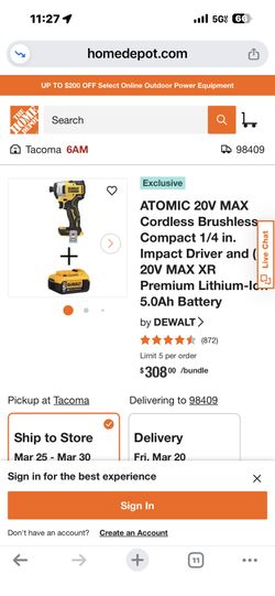 Dewalt 20v Brushless Atomic Compact Series Impact Drill With 5AH Battery