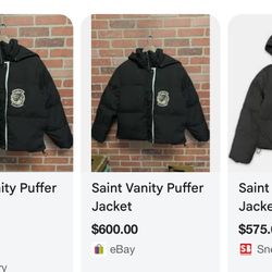 Saint Vanity Puffer Jacket Black White Size S RARE