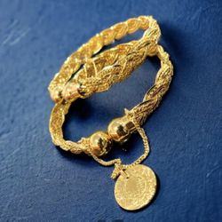 Ladies gold plated fancy pair of bangles with coins Adjustable size free size