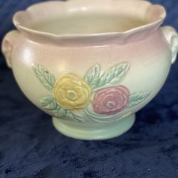 Vintage HULL U.S.A Art Pottery Open Rose Jardiniere Planter Bowl 114-8 1/2 READ