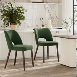 $89!! 🔥 BRAND NEW SET OF 2 MODERN GREEN VELVET DINING CHAIRS -Fully Assemble 🔥