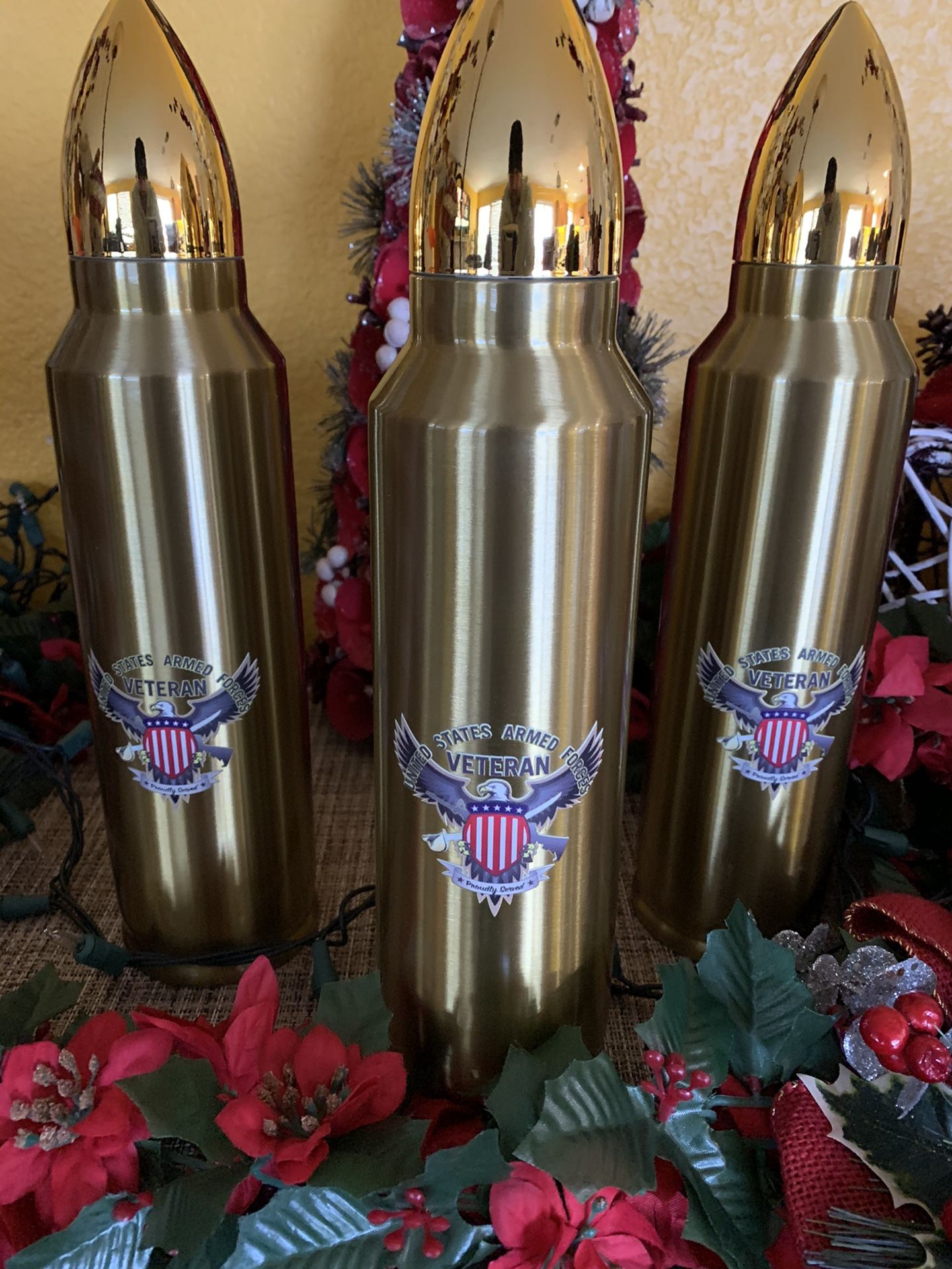 Bullet Shaped Thermos with US Veterans Logo-great gift