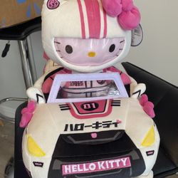 Hello Kitty Plush & Tokyo Race Car Kidrobot x Sanrio Pink Plushy 15" w/tags