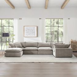 Aiden & Ivy Sereen 6-piece Fabric Modular Sectional, Light Brown (MSRP 2400$) - Brand new in box