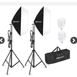 UBeesize Softbox Photography Lighting Kit, 27” x 20” Continuous Lighting Kit with 2pcs 40W E27 Socket 8000K Bulbs, Professional Photo Studio Lighting 