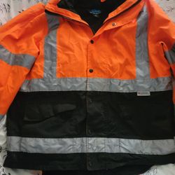 Tri-mountain Orange Reflective 3 In 1 Parka. Medium 