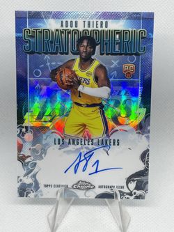 2025 Topps Chrome Adou Thiero Stratospheric on card auto RC Refractor SMR-AT
